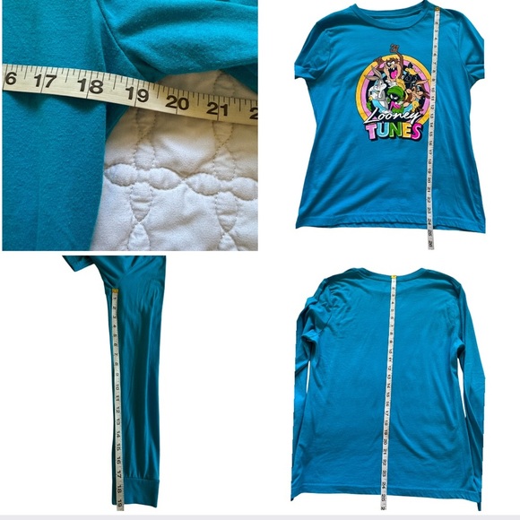 Looney Tunes Blue Juniors Long Sleeve Graphic Print Tee Crew Neck Size Large - Picture 7 of 12